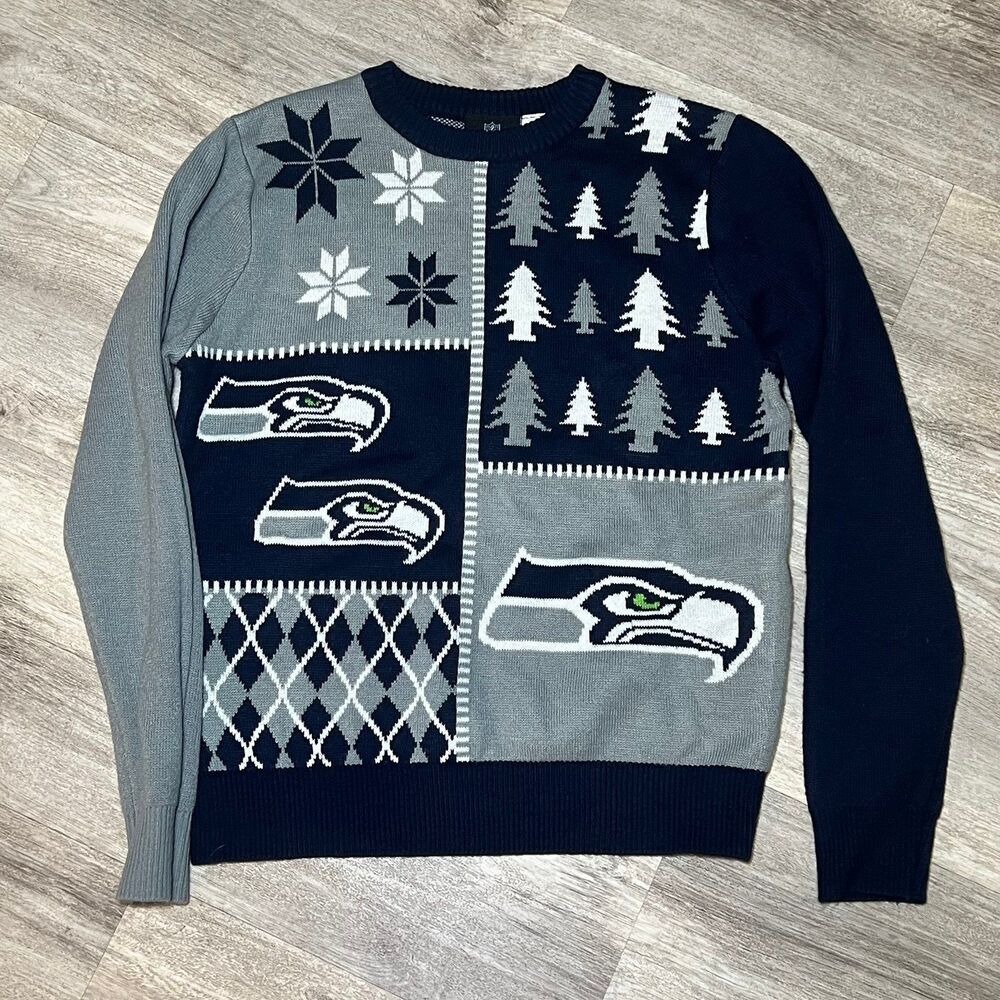 Seahawks Christmas sweater youth 10/12